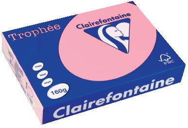 Clairefontaine Trophée Pastel, gekleurd papier, A4, 160 g, 250 vel, roze 4 stuks, OfficeTown