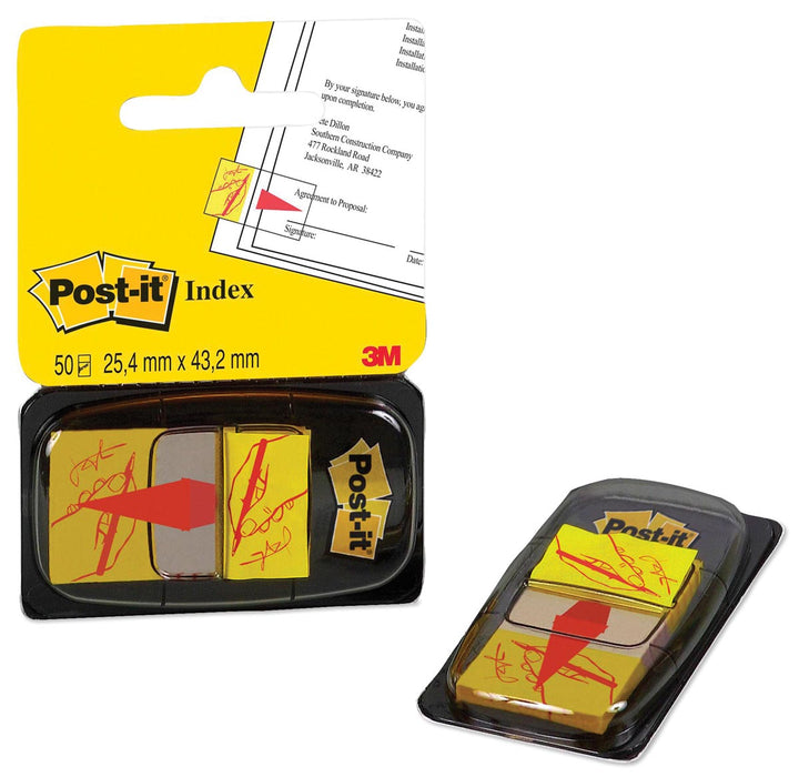 Post-it Index 'Sign Here', ft 25,4 x 43,2 mm, houder met 50 tabs