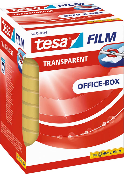 Tesafilm transparante tape, ft 15 mm x 66 m, pak van 10 rolletjes 12 stuks, OfficeTown