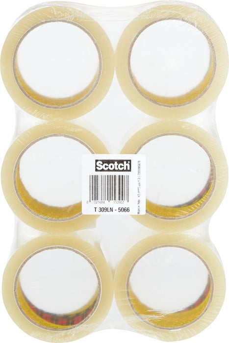 Scotch geluiddempende verpakkingstape, 50 mm x 66 m, transparant, 6 rollen