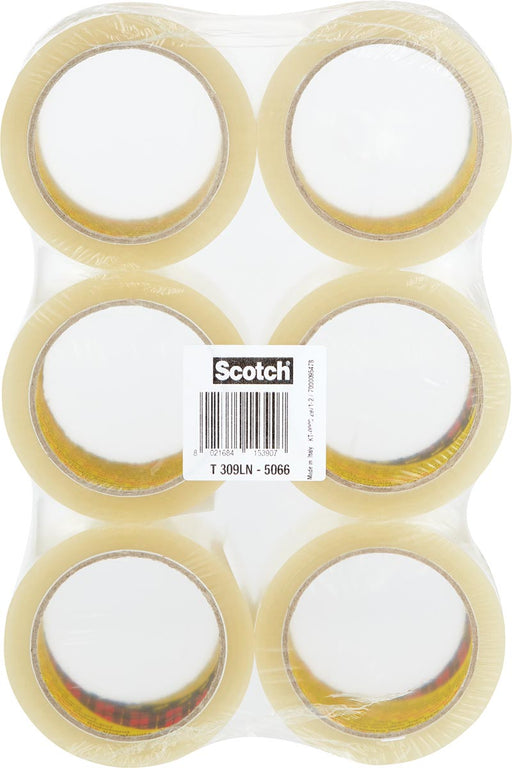 Scotch geluidsarme verpakkingstape, ft 50 mm x 66 m, transparant, pak van 6 rollen 6 stuks, OfficeTown