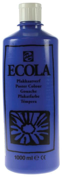 Talens Ecola plakkaatverf fles van 1000 ml, navy blue