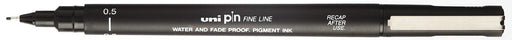 Uni Pin fineliner, 0,5 mm, ronde punt, zwart 12 stuks, OfficeTown