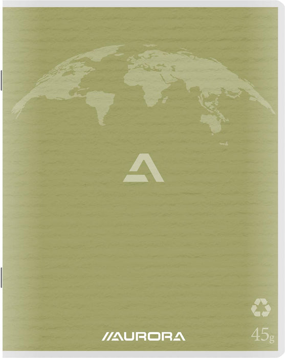 Aurora Schrijven 45 Notitieboek van gerecycled papier, 200 pagina's, gelinieerd, mosgroen