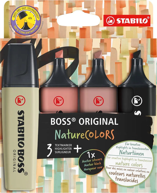 STABILO BOSS ORIGINAL markeerstift NatureCOLORS, etui van 4 stuks, assorti 5 stuks, OfficeTown