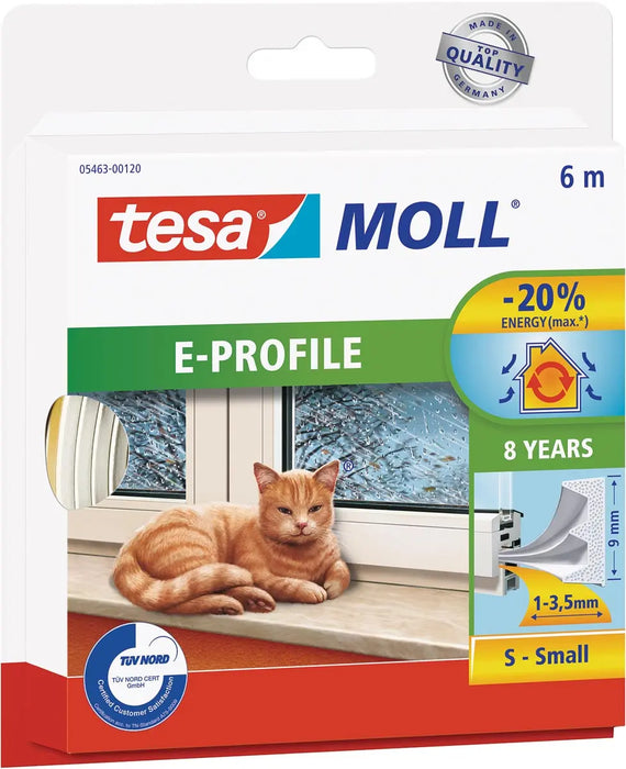 Tesa Moll Classic tochtstrip E-profiel, 6 m, wit