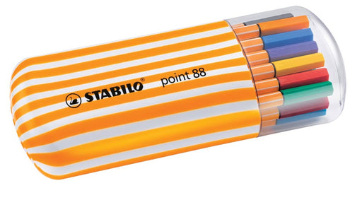 STABILO point 88 fineliner, Zebrui box, etui van 20 stuks in geassorteerde kleuren 10 stuks, OfficeTown