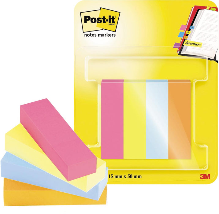 Post-it notitie markers Poptimistic, ft 15 x 50 mm, blister met 4 blokjes van 50 tabs