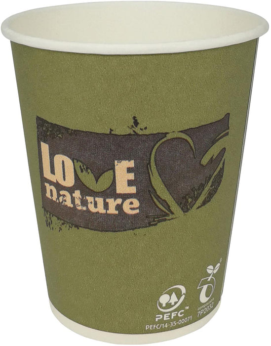 Drinkbeker Love Nature, van biokarton, 150 ml, verpakking van 100 stuks