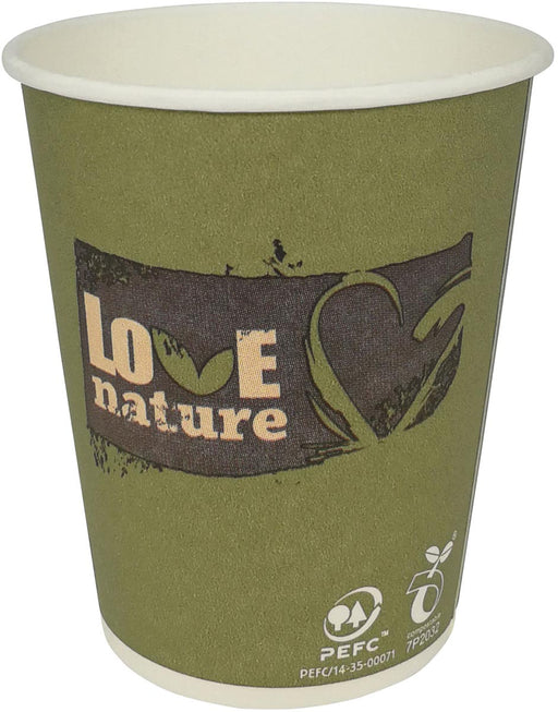 Drinkbeker Love Nature, uit karton, 150ml, pak van 100 stuks 30 stuks, OfficeTown