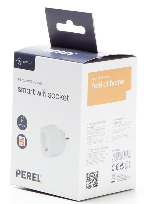 Slimme Wifi stekker voor binnen, wit, compatibel met Android, iOS, Alexa Home en Google Assistant