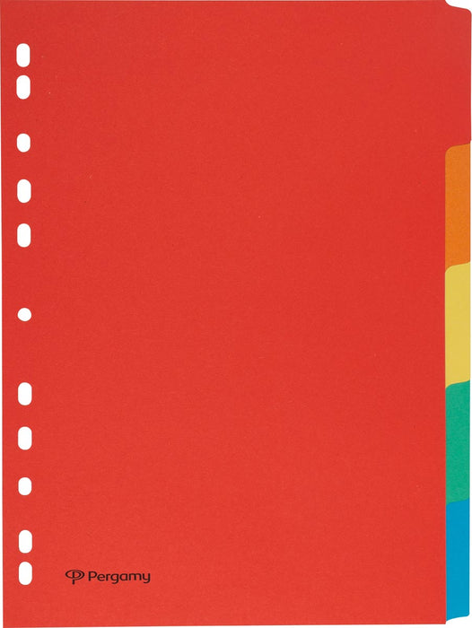 Tabbladen van gerecycled karton, ft A4, 11-gaatsperforatie, geassorteerde kleuren, 5 tabs 50 stuks