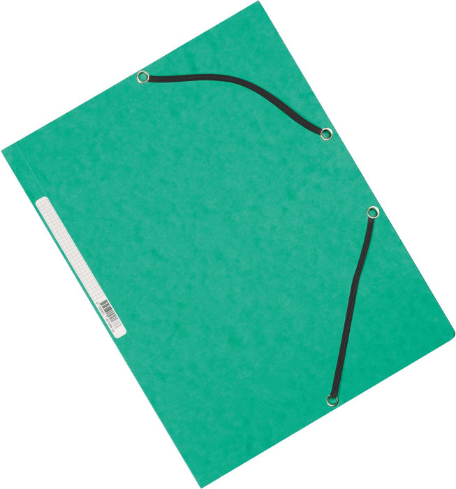 Q-CONNECT elastomap, A4, 3 kleppen en elastieken, karton, groen 10 stuks