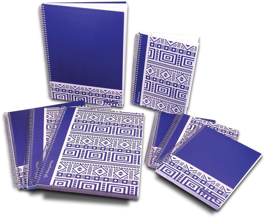 Pergamy Ethnic notitieboek A4-formaat, geruit 5 mm, blauw met harde kaft