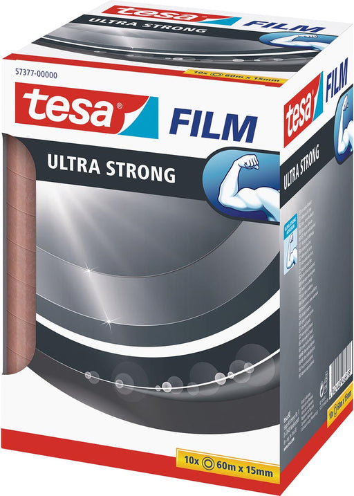 Tesafilm Ultra-Strong, ft 60 m x 15 mm, toren van 10 rolletjes 12 stuks, OfficeTown