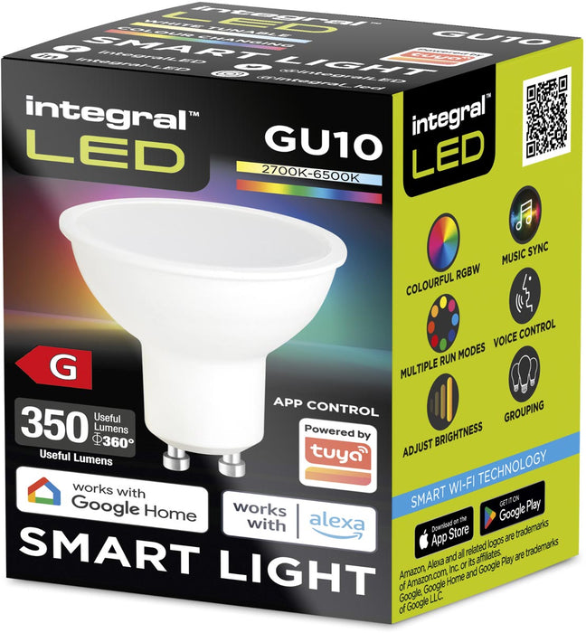 Integral Smart LED spot GU10, RGBW 2.700 - 6.500 K, 4,9 W, 350 lumen Integral