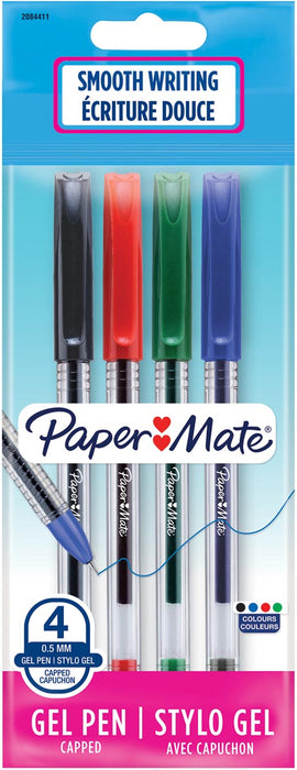 Paper Mate roller Jiffy Gel, ultra fijn 0,5 mm, blister van 4 stuks, geassorteerde kleuren 20 stuks, OfficeTown