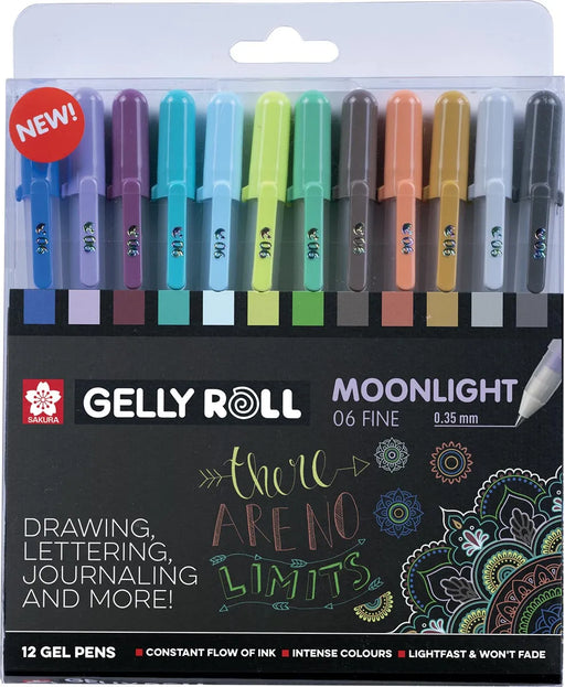 Sakura roller Gelly Roll Moonlight, etui van 12 stuks in geassorteerde kleuren 6 stuks, OfficeTown