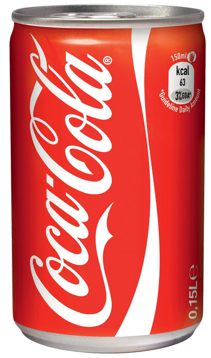 Coca-Cola frisdrank, mini blik van 15 cl, verpakking van 24 stuks zonder statiegeld