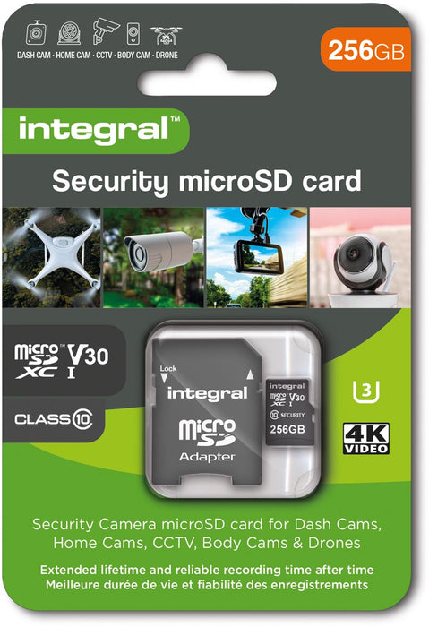 Integral Security microSDXC geheugenkaart, Class 10 V30 , 256 GB Integral