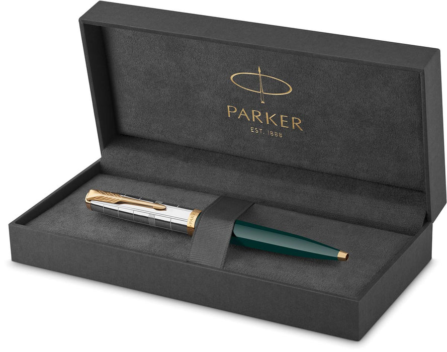 Parker 51 Premium balpen bosgroen GT met zwarte inkt in giftbox