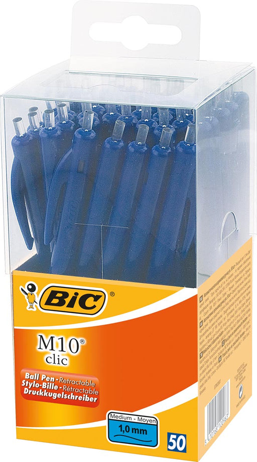 Bic balpen M10 Clic, doos met 50 stuks, blauw 10 stuks, OfficeTown