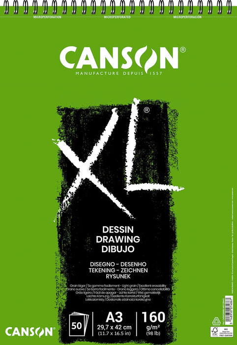 Canson tekenblok XL 160g/m&² ft A3, 50 vel 4 stuks