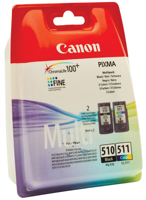 Canon inktcartridge PG-510 en CL-511, 220 pagina's, OEM 2970B010, 4 kleuren