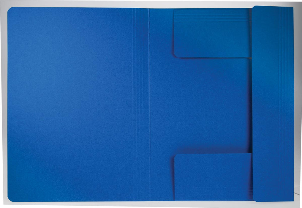 Class'ex dossiermap met 3 kleppen, blauw van 100 % gerecycled karton, A4 formaat