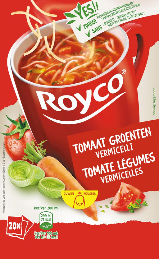 Royco Minute Soup tomaat groenten vermicelli, pak van 20 zakjes 8 stuks, OfficeTown