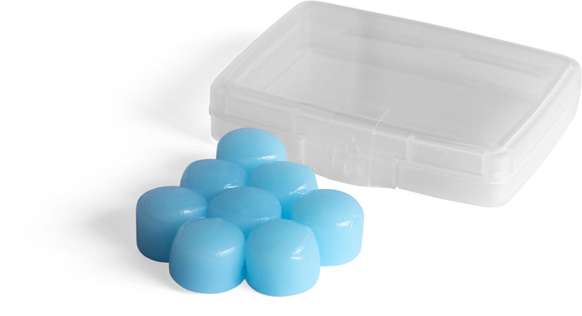 Stopz oordoppen van siliconen Aqua, waterbestendig, blauw, blister van 8 stuks met bewaardoosje