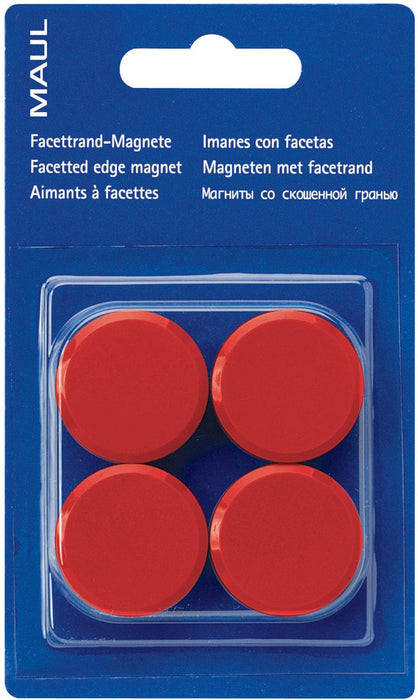 MAUL magneet Solid 32mm trekkracht 1kg blister 4 rood 12 stuks