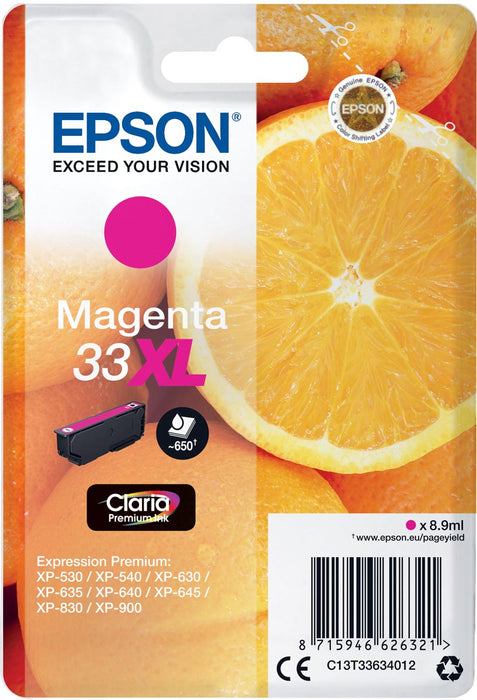 Epson inktcartridge 33XL, 650 pagina's, OEM C13T33634012, magenta - voor Epson XP 530