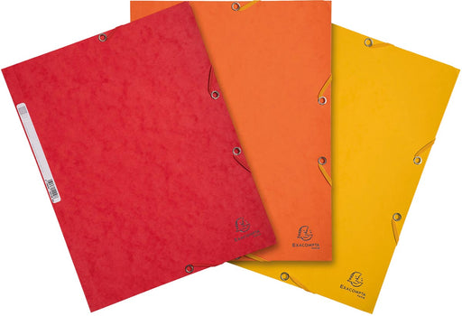 Exacompta elastomap uit karton, ft A4, 3 kleppen, set van 3 stuks in 3 tinten oranje (Zon) 17 stuks, OfficeTown