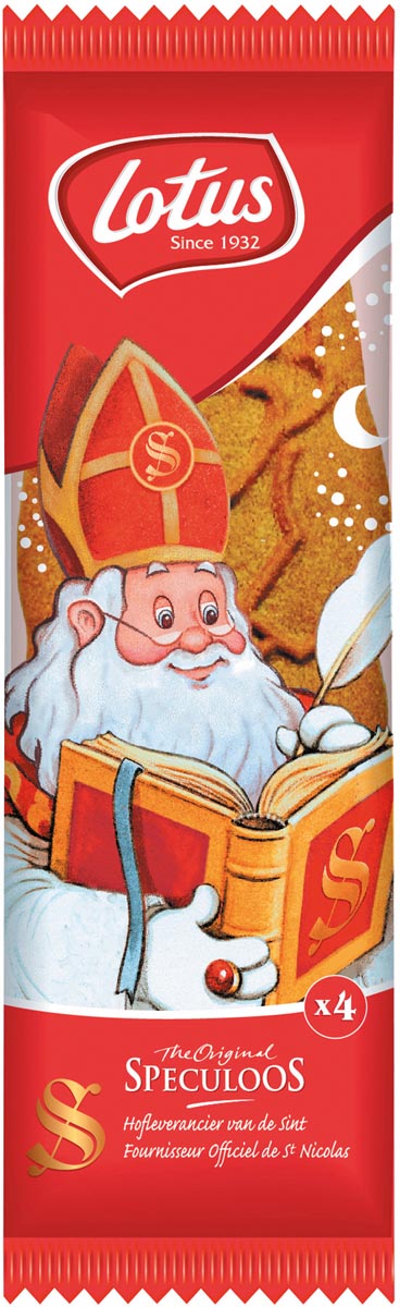 Lotus speculaaskoekjes, Sinterklaas, 14 cm, pakje van 4 24 stuks, OfficeTown