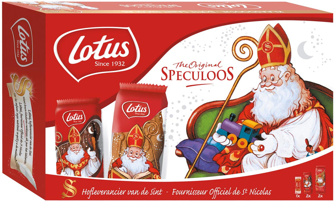 Lotus speculaaskoekjes, Sinterklaasdoosje, 180g, doos van 5 pakjes 12 stuks, OfficeTown