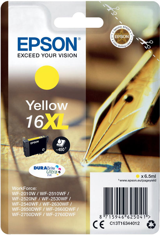 Epson inktcartridge 16XL, 450 pagina's, OEM C13T16344012, geel, OfficeTown