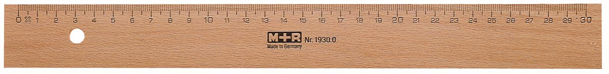 M+R Houten Meetlat 30 cm met Millimeteraanduiding