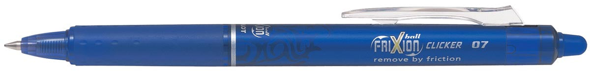 Pilot FriXion Ball Clicker Roller, medium punt, 0,7 mm, blauw 12 stuks met uitwisbare inkt