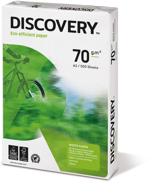 Discovery A3 kopieerpapier met een gewicht van 70 g, pak van 500 vel, 5 stuks