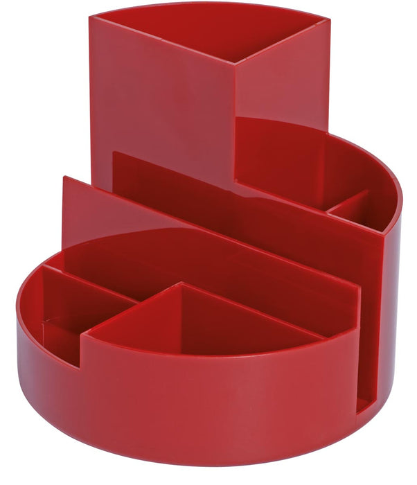 MAUL bureau-organizer pennenhouder Roundbox Ø14x12.5cm, 7-vaks, 85% gerecycled plastic rood