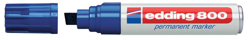 Edding permanente marker e-800 blauw met beitelvormige punt