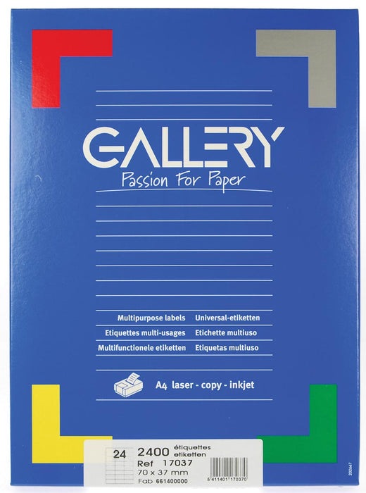 Galerij witte etiketten ft 70 x 37 mm (b x h), rechte hoeken, doos van 2.400 etiketten