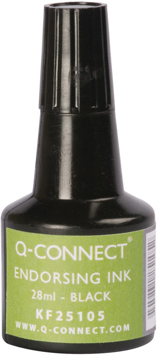 Stempelinkt Q-CONNECT, 28 ml fles, zwart