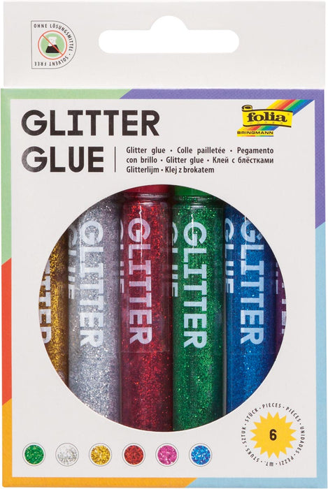 Glitterlijm met Metallic Kleuren - 6 Tubes van 9,5 ml