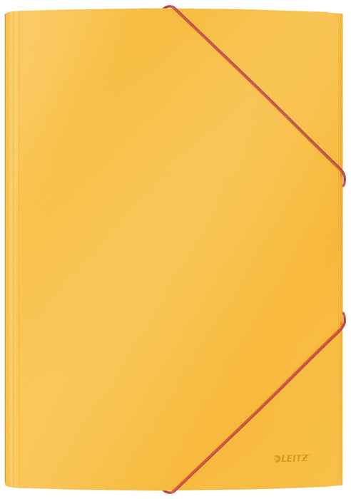 Leitz Cosy elastomap met 3 kleppen, uit karton, ft A4, geel : Leitz Cosy elastomap met zacht aanvoelende lamineerlaag, ft A4, warm geel
