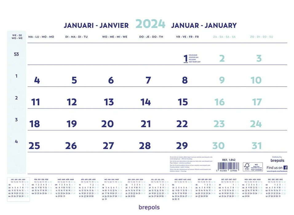 Brepols maandkalender, 2025 10 stuks, OfficeTown