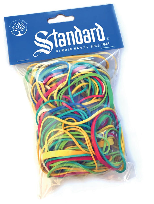 Standaard elastieken 5 populaire maten, diverse kleuren, zak van 100 g