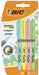 Bic markeerstift Highlighter Grip Pastel, blister van 4 stuks in geassorteerde kleuren 20 stuks, OfficeTown