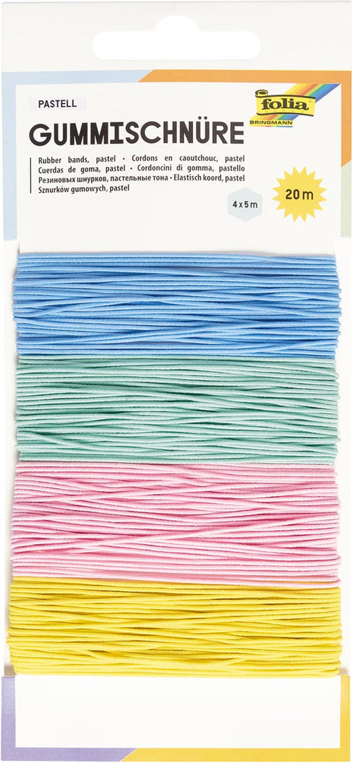 Folia elastiek touw, 5 m, pak van 4 stuks in geassorteerde pastelkleuren 4 stuks, OfficeTown